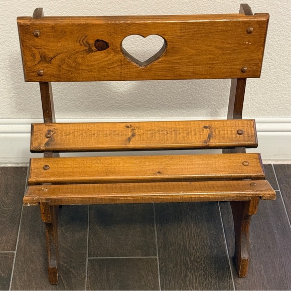 Vintage Rustic Wooden Heart BenchFarmhouse Doll BenchCottagecore Accent